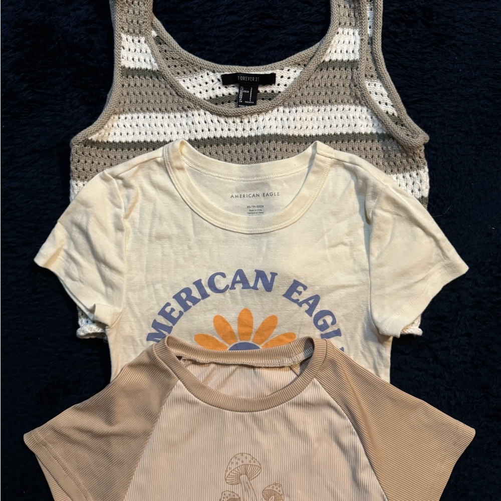 American Eagle, Forever 21, and SHEIN Tees and Knit Tank Set
